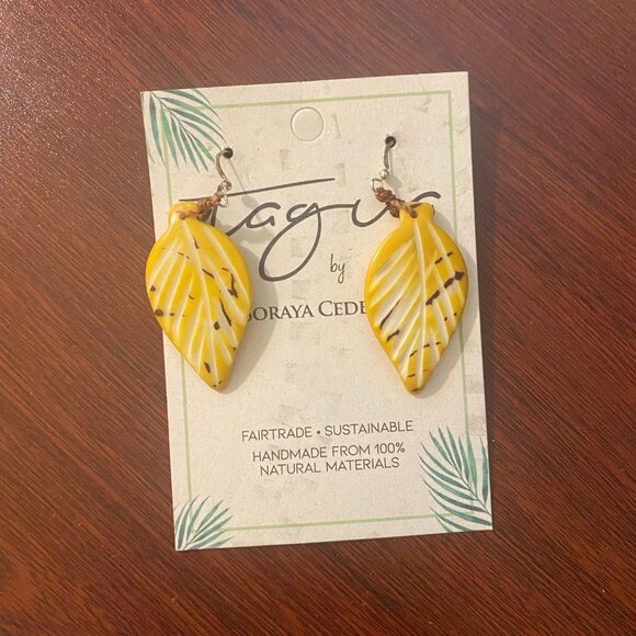 Tagua Earrings Yellow - Picture 2 of 4